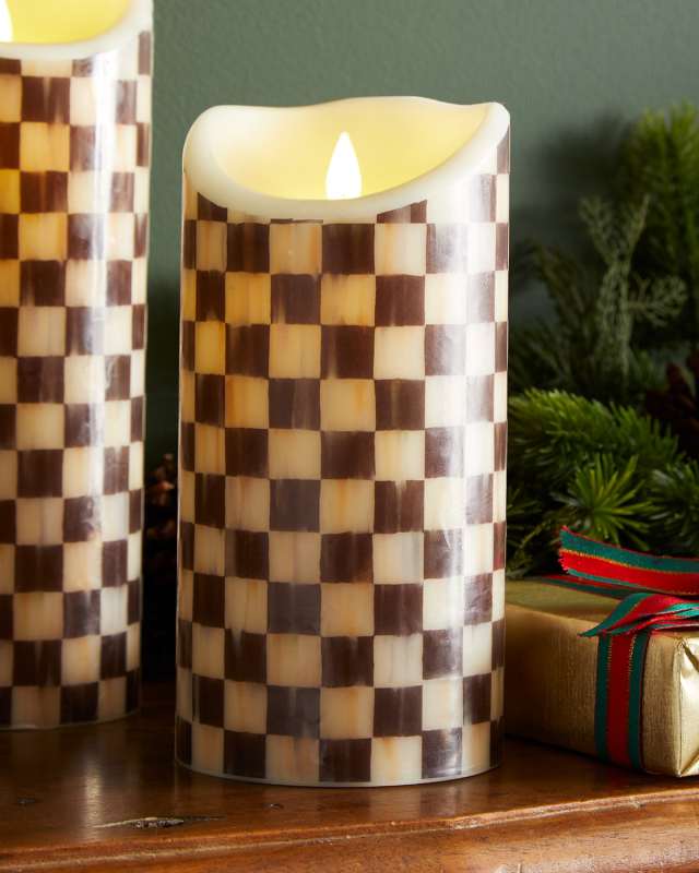 8" Courtly Check Flicker Pillar